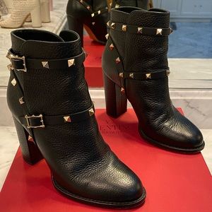 Valentino black rock stud boots.